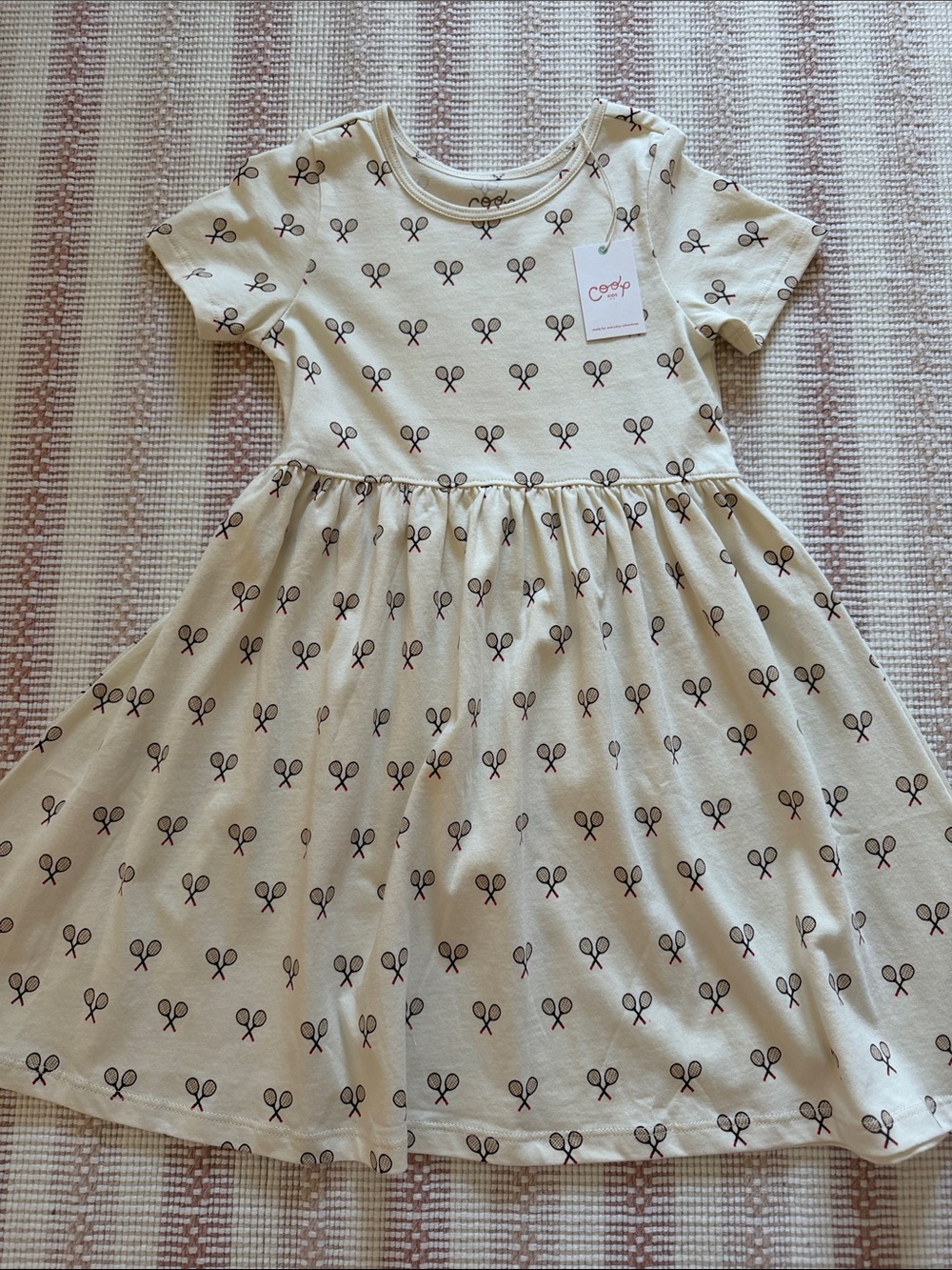 Pink Chicken Coop Kids Tennis Print Dress